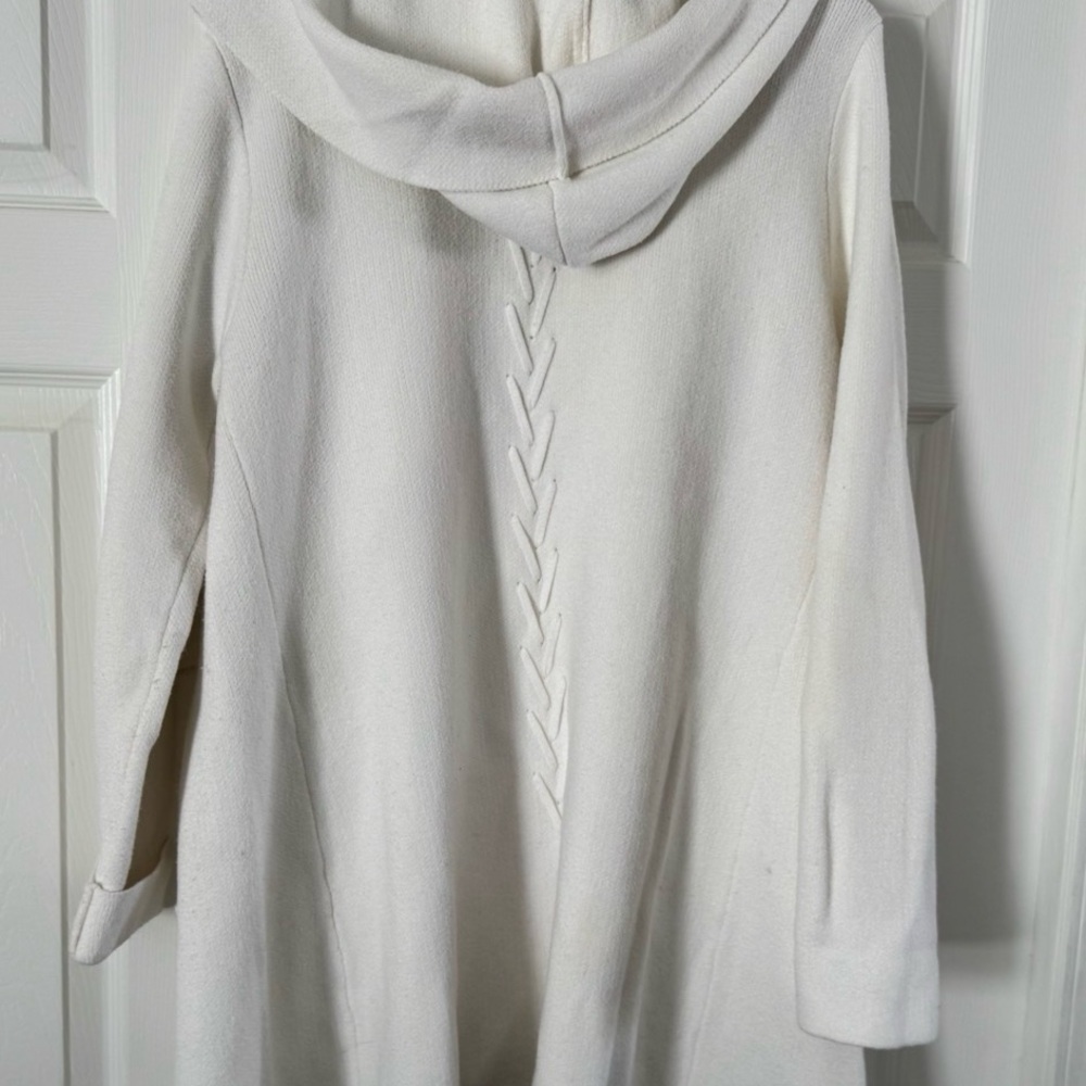 Point Zero white/cream hooded open-front cardigan size L. - Picture 2 of 4